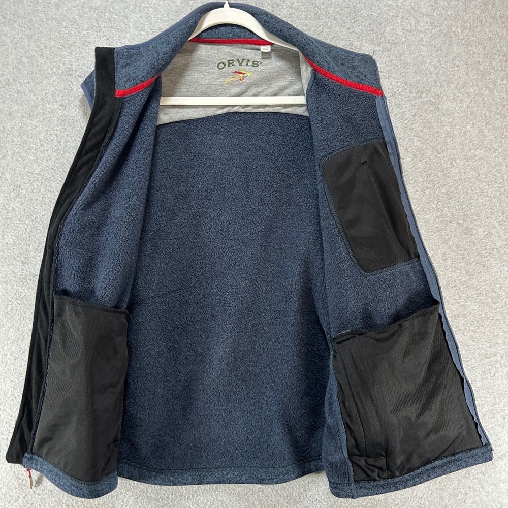 Orvis Fleece Vest Full Zip Mens XXL Blue Heathered Outdoor Hiking Layering - Picture 5 of 9